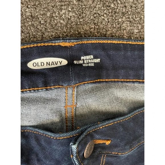 Old Navy Womens Jeans Plus Sz 24 Power Slim Straight Mid Rise Pockets Blue Denim - Picture 5 of 10